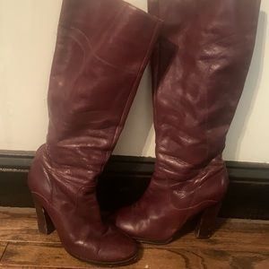 Beautiful maroon leather boots 4” heel